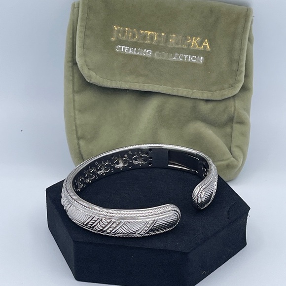 Judith Ripka Sterling Silver Diamonique Cuff Bracelet 925 CZ Rhodium Plated - Picture 4 of 10